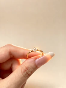 18K Gold Plated Women's Stackable Multi-Layer Ring, Clover Pattern Inlaid With Zirconia And White Enamel Thick Band, Fashion Jewelry Gift - Gold - View 12