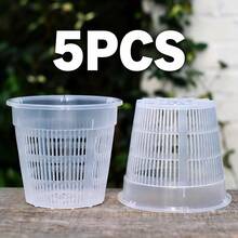 5pcs Orchid Planter Pots With Drainage Holes, Transparent Breathable Slotted Plastic Flower Pots, Suitable For Indoor And Outdoor Patio - متعدد الألوان - مشاهدة 14