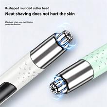中性鼻毛修剪器，便攜式耳毛與眉毛修整器，一鍵啟動 6000RPM 360°旋轉 R 雙刀片，LED 顯示，Type-C 充電，可拆卸不鏽鋼刀片，150mAh，緊湊設計適合旅行與居家使用 - 彩色 - 查看 5