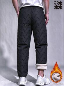 mulinsen Men's Winter Thick Fleece Lined Quilted Sweatpants, Windproof Durable, Straight Leg, Drawstring Elastic Waist - Black - View 11