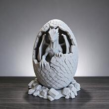 1pc Hatching Dragon Egg Resin Figurine, Cracked Egg Baby Dragon Statue With Stone Base, Fantasy Desktop Decor Collectible Gift, Suitable For Home Decoration And Game Fans - Multicolor - View 3