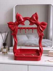 Romantic Bow-Shaped Jewelry Display Stand, Ins-Style Desktop Storage Tray, Earring & Necklace Holder, Sweet Style Vanity Decor, Housewarming Gift - Multicolor - View 5