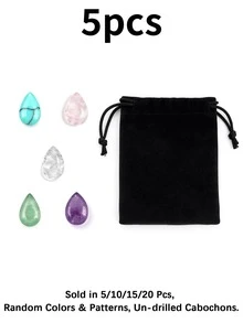 QYDCX 5/10/15/30 Pcs Natural Crystal Cabochons, Waterdrop Shaped Polished Stones With Gift Box, Random Colors, DIY Jewelry Making Supplies, For Adults - Random Color - View 8