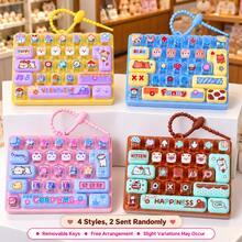 1/2/4/8pcs Multicolor Cartoon Keyboard Fingertip Toys, Cute Animal Paw Print Keycap Click Stress Relief Toy With Beaded Wrist Strap, Portable Sensory Fingertip Accessory, Suitable For Adults, Office, Travel, Party Favors And Holiday Gifts - Multicolor - View 18