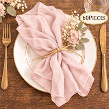 60pcs Grey Pink Gauze Napkins, Bohemian Style Gauze Fabric Napkins Bulk Pack, Washable, Suitable For Weddings, Receptions, Bridal Showers, Baby Showers, Birthday Parties, Banquets, Dates, Farmhouse Table Decor, Holiday Events, Party Tables And Home Decor - Gray Pink - View 7