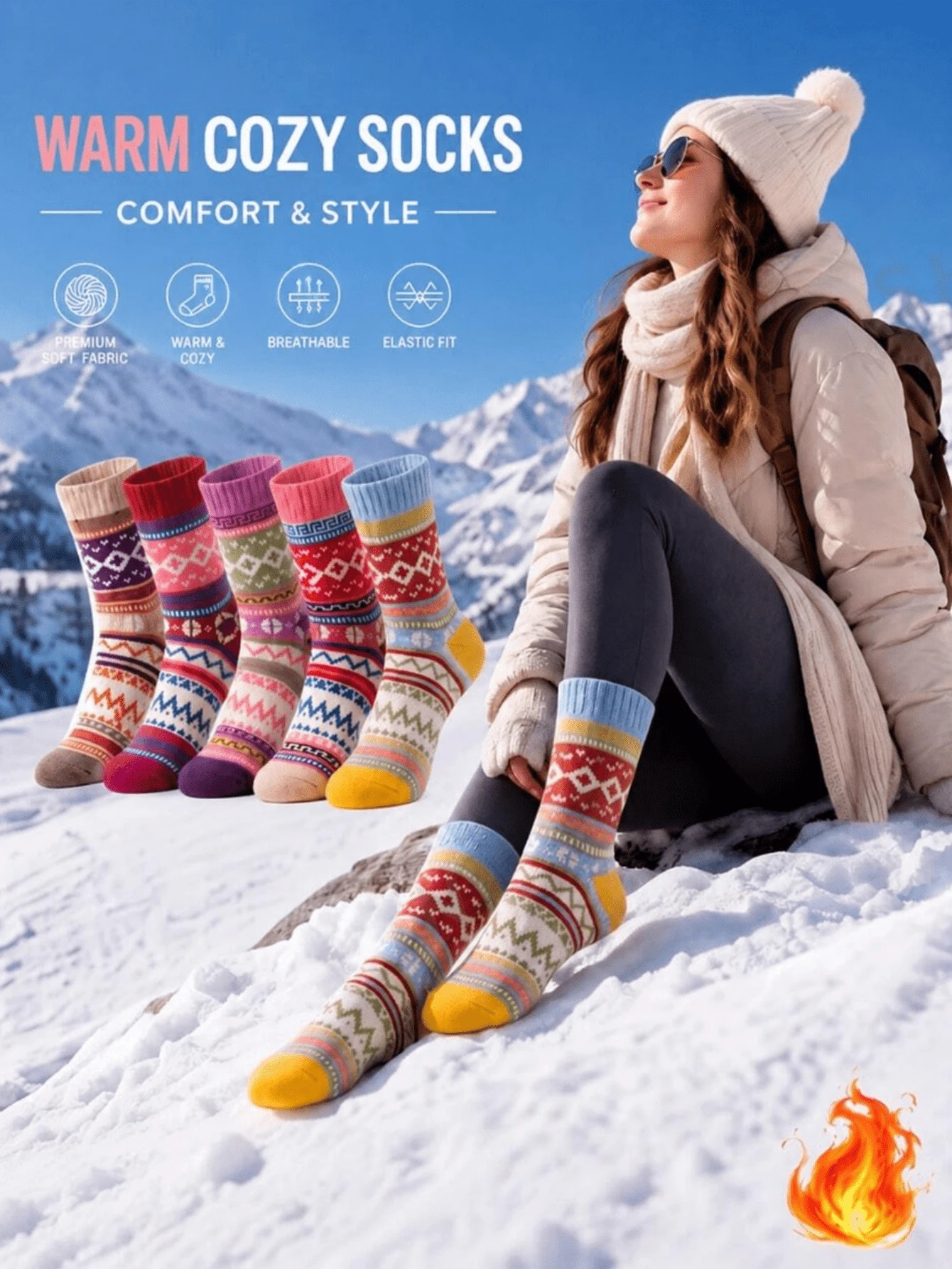 1/5 Pairs Women's Autumn/Winter Warm Mid-Calf Socks, Vintage Fashion ...