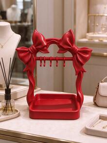 Sweet Bow Jewelry Organizer Rack, INS Girly Style Desktop Storage Tray, Earring & Necklace Holder, Niche Soft Decor Vanity Display Ornament, Cross-Border Hot-Selling Gift - Multicolor - View 3