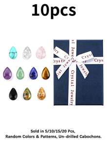 QYDCX 5/10/15/30 Pcs Natural Crystal Cabochons, Waterdrop Shaped Polished Stones With Gift Box, Random Colors, DIY Jewelry Making Supplies, For Adults - Random Color - View 9
