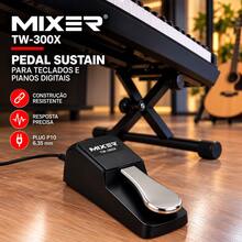 Pedal de Sustain MIXER TW-300X Profissional para Teclado Piano Digital e Sintetizador com Estrutura Metálica Reforçada Cabo de 1,5 Metro Plug P10 6,35mm Acionamento Preciso Resistente e Durável Ideal para Músicos Shows Igrejas Estúdios Ensaios Apresentações Aulas de Música e Uso Doméstico - Preto - Visão 5