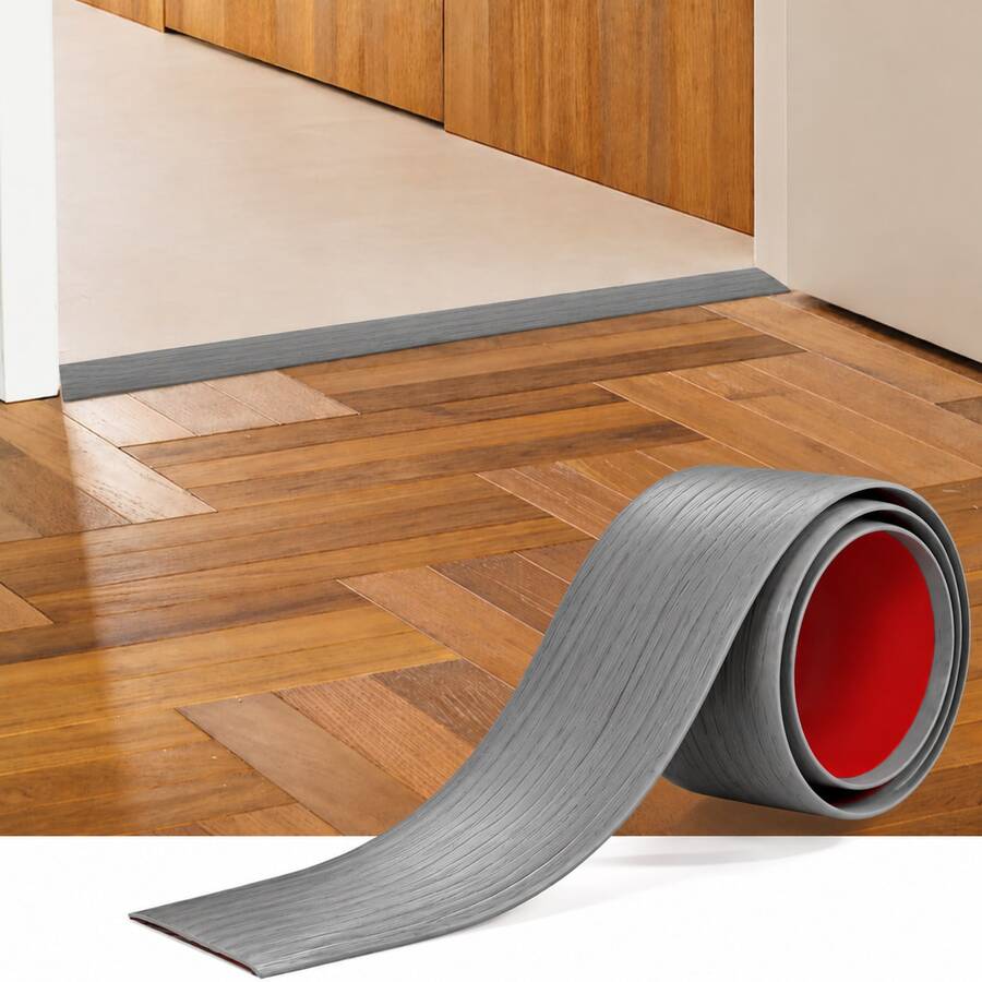 1pc 1.96x39.37in Self-Adhesive PVC Floor Trim Strip, Flat Divider Transition Strip, Wood Grain Design, Suitable For Composite Flooring Gaps And Doorway Transitions