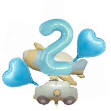 32-Inch Light Blue Matte Vintage Airplane & Car Number Balloon Set, Birthday Party Decoration, Scene Layout, Photo Props - Baby Blue - View 10