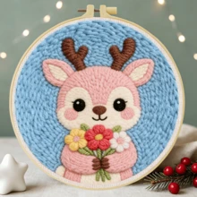 DIY Punch Needle Kit For Beginners – Includes Punch Needle, Yarn, Instructions, Square Hoop & Pre-Printed Fabric (Animals Under The Sky). Creative Craft For Wall Decor Or Gifting. 2D Printed Punch Needle Starter Kit. 20x20cm (7.87x7.87 In). - 20x20cm/7.87x7.87 In - View 13