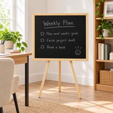 40x60cm Blackboard And Wooden Easel Stand Set, Freestanding Chalk Writing Board For Home Learning, Office Presentations, Art Projects And Shop Display - 40*60cm - View 7