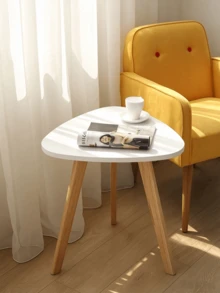 Single-Layer / Double-Layer Small Side Table With Cylindrical Solid Wood Legs, Compact Movable Nightstand, Suitable For Bedroom Storage And Living Room Decor. - Multiple Specifications - View 2