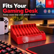 Red Game Card Storage Organizer, 8/12/15 Slot Desktop Game Cartridge ...