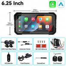 VENBES Layar Sentuh PND Sepeda Motor Tahan Air 6,25 Inci, CarPlay Nirkabel dan Android Auto, Navigasi GPS, Perekam DVR Terintegrasi, Sistem Pemantauan Tekanan Ban TPMS Opsional - PND Sepeda Motor 6,25 inci dengan GPS, DVR & Sensor Tekanan Ban TPMS - View 8