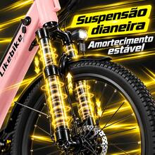 Bicicleta elétrica com rodas de 26 polegadas, quadro de acesso fácil (step-through), motor de 500W, bateria removível de 48V 15Ah e suspensão dianteira - modelo todo-terreno. - Rosa chiclete - Visão 6