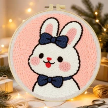 DIY Punch Needle Kit For Beginners – Includes Punch Needle, Yarn, Instructions, Square Hoop & Pre-Printed Fabric (Cute Animals). Creative Craft For Wall Decor Or Gifting. 2D Printed Punch Needle Starter Kit. 20x20cm (7.87x7.87 In). - 20x20cm/7.87x7.87 In - View 7