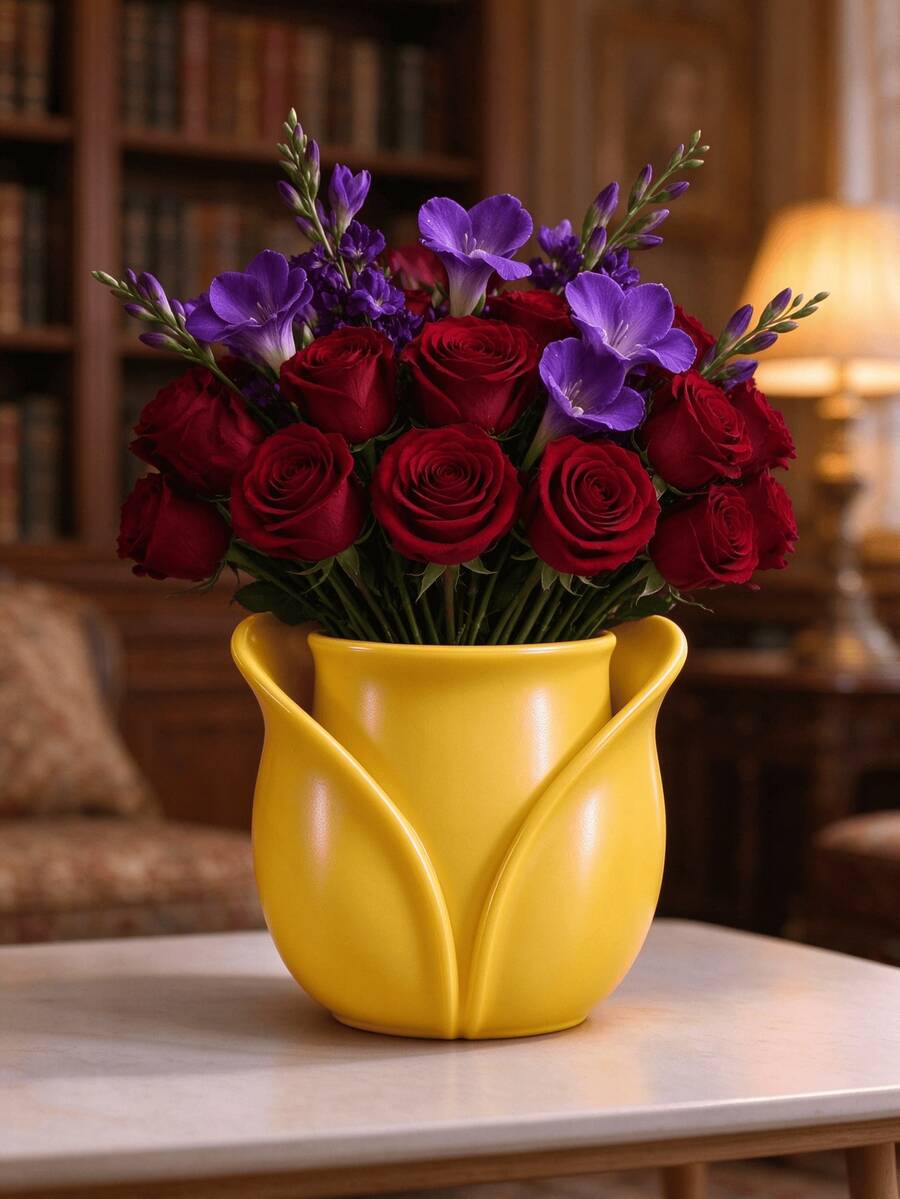 Modern Minimalist Multi-Color Tulip Shaped Vase, Ins Style Desktop Flower Container, Home Decor Art Decorative Ornament