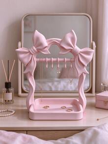 Sweet Bow Jewelry Organizer Rack, INS Girly Style Desktop Storage Tray, Earring & Necklace Holder, Niche Soft Decor Vanity Display Ornament, Cross-Border Hot-Selling Gift - Multicolor - View 6