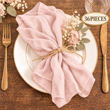 60pcs Grey Pink Gauze Napkins, Bohemian Style Gauze Fabric Napkins Bulk Pack, Washable, Suitable For Weddings, Receptions, Bridal Showers, Baby Showers, Birthday Parties, Banquets, Dates, Farmhouse Table Decor, Holiday Events, Party Tables And Home Decor - Gray Pink - View 9