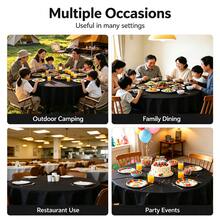 Elegant Solid Black Round Plastic Tablecloth, Outdoor Birthday Party Hotel Luxury Table Cover, Disposable 84 Inch Thickened Waterproof Tablecloth, Fits 72 Inch Round Table, Suitable For Party Wedding Graduation Picnic - Multicolor - View 9