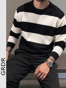 GRDR Men's Casual Crew Neck Long Sleeve Knit Sweater, Autumn/Winter - Apricot - View 2