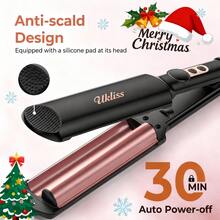 UKLISS Mini Dual Voltage Shallow Wave Curling Iron & Hair Straightener, 5 Adjustable Temperature Settings, 30s Fast Heating, Tourmaline Heating Element, Anti-Scald Protection, 1.02cm Heating Barrel, Beach Wave Curls, Includes Heat-Resistant Storage Bag, C-Type Plug, Beach Wave Styler - EU C Type Plug(220-240V) - View 7