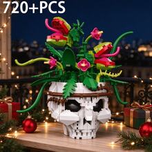 Man-Eating Flower/Blue Flower Skull/Man-Eating Flower Skull Building Block Toy, Suitable As Indoor Scene Decoration, Adult Stress Relief Toy, Collectible, Holiday Gift, 650+PCS/670+PCS/720+PCS Building Block Toy Set - Multicolor - View 8