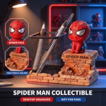 Hasbro Superhero Resin Pen Holder Bundle, Spider-Man Captain America 3D Figure Desktop Stationery Storage, Desk Decoration - Black Suit - Spider-man - View 8