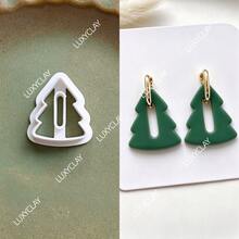 Christmas Themed Pendants Jewelry Making Kits, Hollow Monstera Deliciosa Triangle Geometry Shape Polymer Clay Cutters For Hoop Earrings Crafting - White - View 6