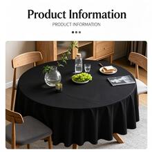 Elegant Solid Black Round Plastic Tablecloth, Outdoor Birthday Party Hotel Luxury Table Cover, Disposable 84 Inch Thickened Waterproof Tablecloth, Fits 72 Inch Round Table, Suitable For Party Wedding Graduation Picnic - Multicolor - View 7