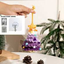 Crochet Christmas Tree With Bell Design, Artificial Christmas Tree For Home Wall, Office, Car Decoration, Holiday Hanging Ornament, Gift For Friends, Family, Lovers (Blue) - Multiple Styles - View 10