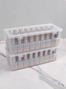 1pc Large Capacity Transparent Nail Polish Storage Box, Acrylic Material, Transparent Plastic Tool Box, Nail Art Tool Storage Box, Jewelry Storage Box, Makeup Bag, Travel Storage Bag, Makeup Bag, Travel Essential, Cosmetic Storage Box, Makeup Bag, Toiletry Bag, Desktop Storage Box - Clear - View 2