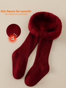[Autumn/Winter] 3/1 Pair Girls' Warm Lined Leggings, Classic Solid ...
