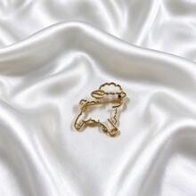 1pc Luxury Minimalist Gold Hollow Puppy Brooch, Unique High-End Pin For Suit Decorations, Ideal Gift - Gold - View 6