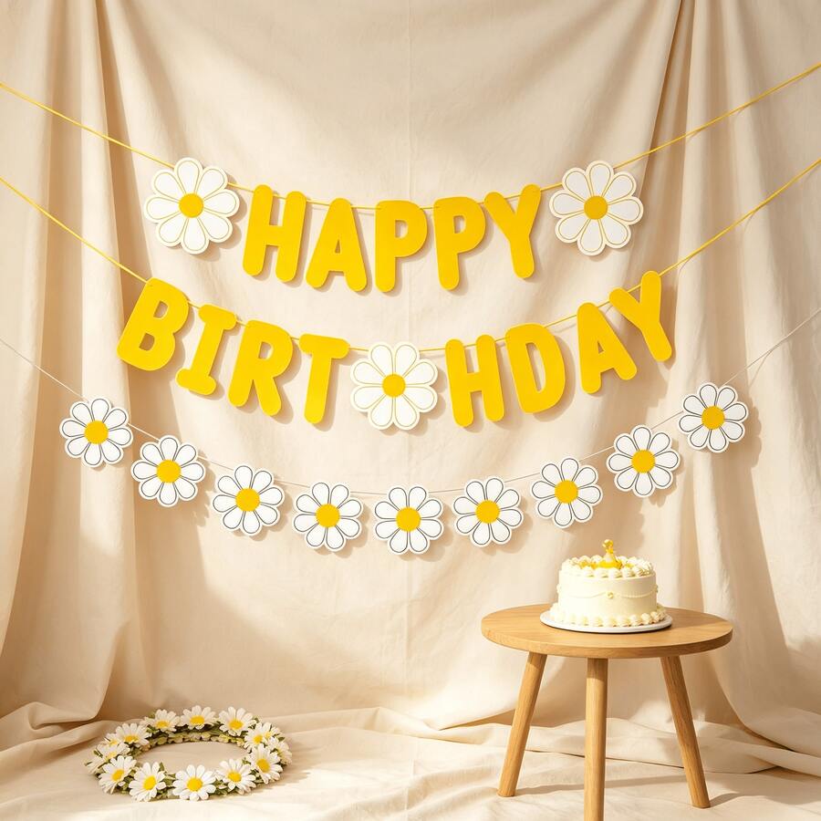 Four Seasons Yellow Floral Daisy Sunflower Outdoor Park Camping Bunting ...