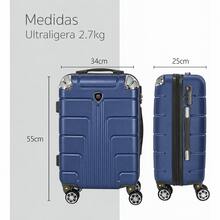 Maleta de Cabina Rígida de 20 Pulgadas, Equipaje de Mano Ligero de ABS con , Gran Capacidad, Asa Telescópica y 4 Ruedas Dobles Desmontables Giratorias 360°, Maleta Carry On para Viajes - azul real - Ver 7