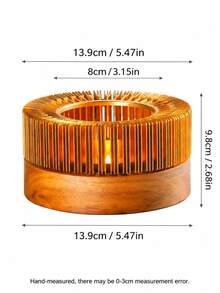 1pc Tea Warmer For Teapot, Wooden Base Candle Tea Heater, Retro Teapot Warmer Stove, Keep Tea Hot Holder, Home Kitchen Coffee Milk Heating Stand, Table Decor Gift For Tea Lovers. - Gold - View 5
