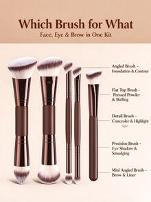 BAILIFOREVER 5/13/22PCS Professional Makeup Brush Set, A Complete Makeup Toolkit Including Face And Eye Brushes, Makeup Sponges, Triangular Puffs, A Waterproof PU Storage Bag, And Soft Synthetic Bristles. It's A Great Christmas Present. - Brown - View 3