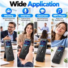 Perekam Suara Digital 8GB, Casing Logam, Layar Berwarna, Perekaman Aktif Suara dengan 5 Tingkat Sensitivitas, Daya Tahan Baterai Lama, Perekam Suara Portabel, Cocok untuk Pelajar, Lansia, Rapat, dan Kuliah - View 8