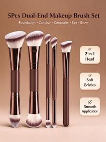 BAILIFOREVER 5/13/22PCS Professional Makeup Brush Set, A Complete Makeup Toolkit Including Face And Eye Brushes, Makeup Sponges, Triangular Puffs, A Waterproof PU Storage Bag, And Soft Synthetic Bristles. It's A Great Christmas Present. - Brown - View 8
