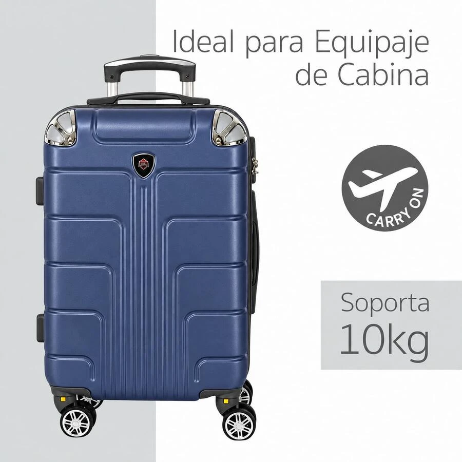 Maleta de Cabina Rígida de 20 Pulgadas, Equipaje de Mano Ligero de ABS con , Gran Capacidad, Asa Telescópica y 4 Ruedas Dobles Desmontables Giratorias 360°, Maleta Carry On para Viajes - azul real - Ver 1