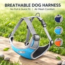 Vest-Style Anti-Pull Dog Harness, Honeycomb Breathable Mesh Reflective Pet Chest Harness, Adjustable Quick-Release Buckle, Anti-Choke Anti-Escape, Suitable For Golden Retriever, Rottweiler, Border Collie, Corgi, Teddy, Small And Large Dogs, Night Walking, Outdoor Hiking, Dog Training Leash Harness - Multicolor - View 2