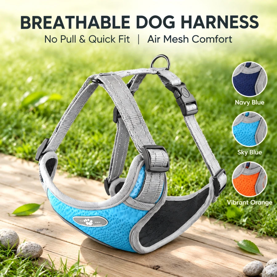 Vest-Style Anti-Pull Dog Harness, Honeycomb Breathable Mesh Reflective Pet Chest Harness, Adjustable Quick-Release Buckle, Anti-Choke Anti-Escape, Suitable For Golden Retriever, Rottweiler, Border Collie, Corgi, Teddy, Small And Large Dogs, Night Walking, Outdoor Hiking, Dog Training Leash Harness