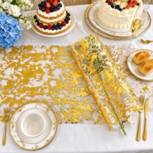 1 捲金色亮片桌旗，11 英吋金屬網格桌旗，奢華婚禮、訂婚、生日與聖誕派對桌飾 - 金箔桌旗 - 查看 4