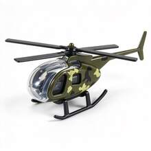 1pc-Multi-Color Mini Alloy Helicopter Model Toy - Realistic Transparent Cockpit Helicopter Ornament - Educational Small Toy Miniature Scene Decoration Collectible Gift - Multicolor - View 10