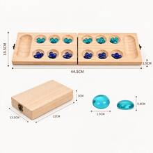 Mancala Board Game - Classic Fun Tabletop Game, With Wooden Board, Suitable For Adults - 48 Glass Mancala Beads, 2 Player Game - Multicolor - View 4