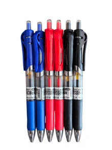 5/6PCS Retractable Neutral Ink Pens, Red Black Blue Three-Color Barrels, Comfortable Soft Rubber Grip, Smooth Writing, Portable Clickable Signature Pens, Suitable For Student Learning, Office, Daily Writing, Note-Taking And School Stationery Supplies - Sets - View 10