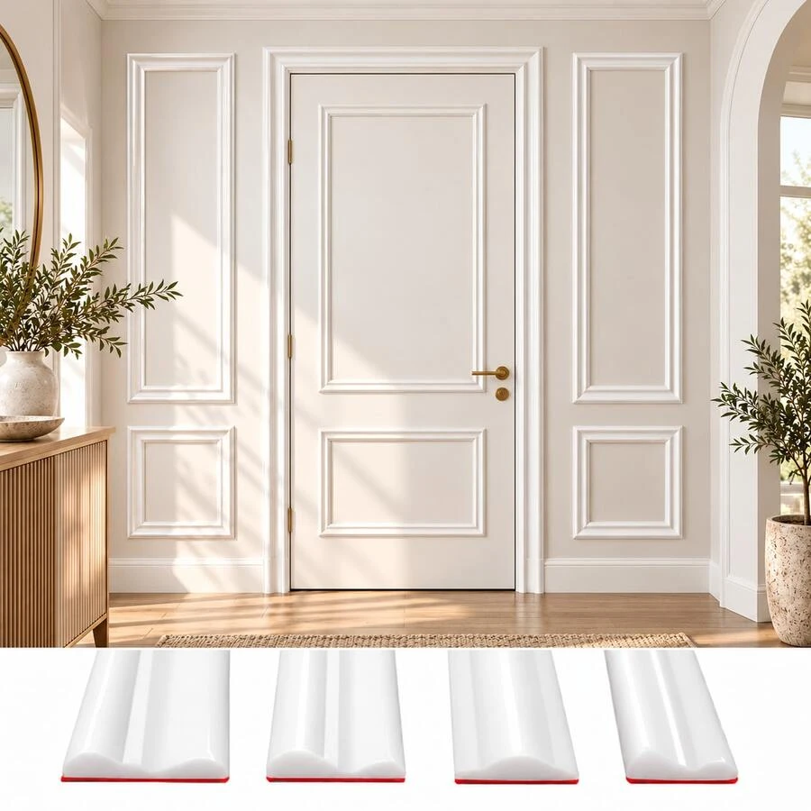 1pc Self Adhesive Embossed Soft Trim Strip, Peel And Stick Decorative Molding For Home Interior Wall Cabinet And Door Frame Deco, No Drill Easy Apply, Cuttable For Custom Interior Decor Use
